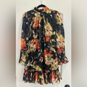 Alex Marie Size 6 Floral Print Long Sleeve Dress